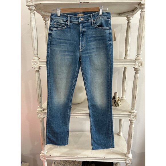Mother Mid Rise Dazzler Ankle Fray In Riding Cliffside Size 30 Straight Jeans - Picture 6 of 8